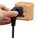 Nástěnná zásuvka s uzemněním EU Schuko 16 A 250 V, 64 × 64 mm, nehořlavý plast s imitací dřeva, barva světlé dřevo, povrchová montáž 4