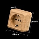 Nástenná zásuvka s uzemnením EU Schuko 16 A 250 V, 64 × 64 mm, nehorľavý plast s imitáciou dreva, farba svetlé drevo, povrchová montáž 2