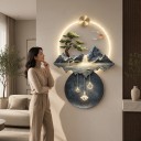 Nástěnné LED světlo s obrazem 50 x 70 cm Hory se stromem a jezerem Akryl a kov Teplé bílé světlo Moderní dekorace na zeď 4