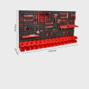Nástěnný organizér na nářadí a spojovací materiál s panely háčky a 30 boxy o rozměrech 172 x 77,5 x 17 cm v černočerveném provedení 2
