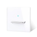 Nástenný vypínač s 1 tlačítkom, panel z tvrdeného skla 8,6 x 8,6 cm, 250 V, 16 A, LED kontrolka, pre podomítkovú krabicu 4