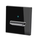 Nástenný vypínač s 1 tlačítkom, panel z tvrdeného skla 8,6 x 8,6 cm, 250 V, 16 A, LED kontrolka, pre podomítkovú krabicu 1