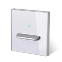 Nástenný vypínač s 1 tlačítkom, panel z tvrdeného skla 8,6 x 8,6 cm, 250 V, 16 A, LED kontrolka, pre podomítkovú krabicu 3