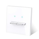 Nástenný vypínač s 2 tlačidlami, panel z tvrdeného skla 8,6 x 8,6 cm, 250 V, 16 A, LED kontrolky, pre podomítkovú krabicu 4