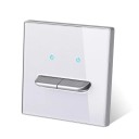 Nástenný vypínač s 2 tlačidlami, panel z tvrdeného skla 8,6 x 8,6 cm, 250 V, 16 A, LED kontrolky, pre podomítkovú krabicu 3