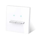 Nástěnný vypínač s 2 tlačítky, panel z tvrzeného skla 8,6 x 8,6 cm, 250 V, 16 A, LED kontrolky, pro podomítkovou krabici 4