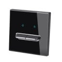 Nástěnný vypínač s 2 tlačítky, panel z tvrzeného skla 8,6 x 8,6 cm, 250 V, 16 A, LED kontrolky, pro podomítkovou krabici 1