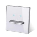 Nástěnný vypínač s 2 tlačítky, panel z tvrzeného skla 8,6 x 8,6 cm, 250 V, 16 A, LED kontrolky, pro podomítkovou krabici 3
