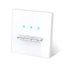 Nástenný vypínač s 3 tlačidlami, panel z tvrdeného skla 8,6 x 8,6 cm, 250 V, 16 A, LED kontrolky, pre podomítkovú krabicu 4
