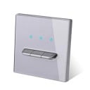 Nástenný vypínač s 3 tlačidlami, panel z tvrdeného skla 8,6 x 8,6 cm, 250 V, 16 A, LED kontrolky, pre podomítkovú krabicu 3