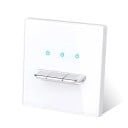 Nástěnný vypínač s 3 tlačítky, panel z tvrzeného skla 8,6 x 8,6 cm, 250 V, 16 A, LED kontrolky, pro podomítkovou krabici 4