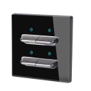 Nástenný vypínač s 4 tlačidlami, panel z tvrdeného skla 8,6 x 8,6 cm, 250 V, 16 A, LED kontrolky, pre podomítkovú krabicu 1