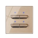 Nástenný vypínač s 4 tlačidlami, panel z tvrdeného skla 8,6 x 8,6 cm, 250 V, 16 A, LED kontrolky, pre podomítkovú krabicu 2
