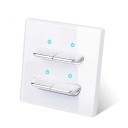 Nástenný vypínač s 4 tlačidlami, panel z tvrdeného skla 8,6 x 8,6 cm, 250 V, 16 A, LED kontrolky, pre podomítkovú krabicu 4