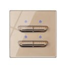 Nástěnný vypínač s 4 tlačítky, panel z tvrzeného skla 8,6 x 8,6 cm, 250 V, 16 A, LED kontrolky, pro podomítkovou krabici 2