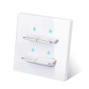Nástěnný vypínač s 4 tlačítky, panel z tvrzeného skla 8,6 x 8,6 cm, 250 V, 16 A, LED kontrolky, pro podomítkovou krabici 4