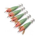 Nástrahy na olihně 8 cm Sada 5 ks Svítící umělé krevety s peříčky a korunou háčků Zelená a oranžová Na mořský lov olihní a chobotnic 1