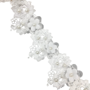 Nastro decorativo in pizzo ricamato con fiori e perline 5 cm x 91 cm Pizzo decorativo Poliestere e cotone Nastro per cucire decorazioni nuziali 1