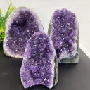 Naturalna Geoda Ametystowa z Urugwaju 400 g Surowy Kryształowy Klaster Kwarcowy Dekoracja Reiki Czakry Minerał do Medytacji Duchowy Kamień 5