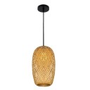 Naturlig flätad hänglampa Trävass hängande ljuskrona E27 glödlampa Hemrörsdekoration Handvävd ljusarmatur 36 x 18 cm 1