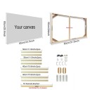 Natuurlijke houten fotolijst 60 x 80 cm Lijst voor doek 65 x 85 cm Met middelste versteviging 57,5 cm hangende lijst voor foto's kunstwerken DIY 2