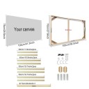 Natuurlijke houten fotolijst 70 x 100 cm Lijst voor canvas 75 x 105 cm Met middelste versteviging 67,5 cm hangende lijst voor foto's kunst DIY 2