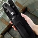 Navaja militar de bolsillo de acero inoxidable de 22,8 cm con funda, hoja combinada de doble filo, cuchillo de supervivencia para exteriores, cuchillo 5