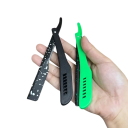 Navalha de barbeiro para lâminas com comprimento de aproximadamente 15 cm, cabo em ABS, shavetta dobrável para estilização de barbas 3