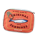 Neceser de cosméticos sardinas enlatadas 17,5 x 11,5 x 4,5 cm Bolso de viaje para mujer de PU con cremallera Neceser de baño creativo y adorable para vacaciones 10
