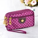 Necessaire feminina com bolinhas Vários compartimentos com fecho Bolso frontal Alça para o pulso Poliéster e PU couro 14,5 x 9,5 x 5 cm 3