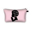 Necessaire feminina com impressão da silhueta de uma mulher com cabelo afro Necessaire plana com fecho de correr para maquilhagem e pequenos itens 3