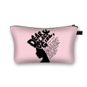 Necessaire feminina com impressão da silhueta de uma mulher com cabelo afro Necessaire plana com fecho de correr para maquilhagem e pequenos itens 1