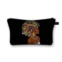Necessaire feminina com impressão da silhueta de uma mulher com cabelo afro Necessaire plana com fecho de correr para maquilhagem e pequenos itens 17