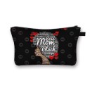 Necessaire feminina com impressão da silhueta de uma mulher com cabelo afro Necessaire plana com fecho de correr para maquilhagem e pequenos itens 18