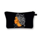 Necessaire feminina com impressão da silhueta de uma mulher com cabelo afro Necessaire plana com fecho de correr para maquilhagem e pequenos itens 19