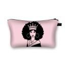 Necessaire feminina com impressão da silhueta de uma mulher com cabelo afro Necessaire plana com fecho de correr para maquilhagem e pequenos itens 30
