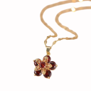 Necklace with Floral Pendant Approximately 15 mm with Cut Stones, Chain 40 + 5 cm, Delicate Decorative Motif with Sparkling Effect 1