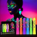 Neonové UV barvy na obličej svítící pod UV světlem dlouhotrvající malovací tužky délka 10,3 cm na párty Halloween karneval a maskování 2