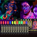 Neonové UV barvy na obličej svítící pod UV světlem dlouhotrvající malovací tužky délka 10,5 cm na párty Halloween karneval a maskování 2