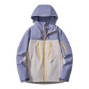 Nepremokavá bunda s kapucňou a vysokým golierom na zips s vreckami na zips na hrudi aj rukáve a sťahovacím lemom unisex 11