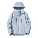Nepremokavá bunda s kapucňou a vysokým golierom na zips s vreckami na zips na hrudi aj rukáve a sťahovacím lemom unisex 12