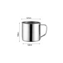 Nerezový hrnček s uchom 150 ml 6.7 × 5.8 × 5.8 cm z nerezovej ocele strieborný na kávu čaj degustáciu domácnosť kancelária cestovanie 6
