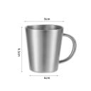 Nerezový hrnček s uchom 400 ml z nerezovej ocele strieborný na kávu čaj domácnosť kancelária cestovanie opakovane použiteľný 6