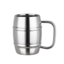 Nerezový hrnček súdkový tvar s uchom 450 ml 7 × 10 cm z nerezovej ocele strieborný na kávu čaj domácnosť kancelária cestovanie 1