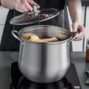 Nerezový hrnec s poklicí 22 x 19 cm Velký objemový hrnec na polévky a omáčky Odolný hrnec z nerezové oceli s úchyty Snadná údržba Kuchyňský pomocník 3