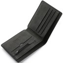 Neutral herrepung PU 11 x 9 cm Lille pung med lynlåslomme Elegant pung til kort og kontanter Til hverdagsbrug 2