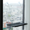 Niche suspendue pour chats 30 x 54 cm avec ventouses pour fenêtre Longueur des cordes 67 cm Plateforme de repos Lit pour chat à la fenêtre Gain de place 4