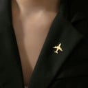 Nierdzewna broszka samolot 20 × 20 mm metalowy pin minimalistyczny kształt dodatek do odzieży na klapę plecak podróże motyw pilota 5