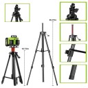 Nivelă laser LFINE cu 16 linii și trepied, fascicul verde 4×360°, autonivelare, baterie de 4800mAh, controler USB-C, geantă, înălțime trepied 100 cm 3