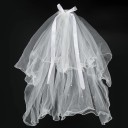 Nœud de mariage avec voile en tulle blanc et perles Accessoire capillaire élégant pour la mariée et l'enterrement de vie de jeune fille 2